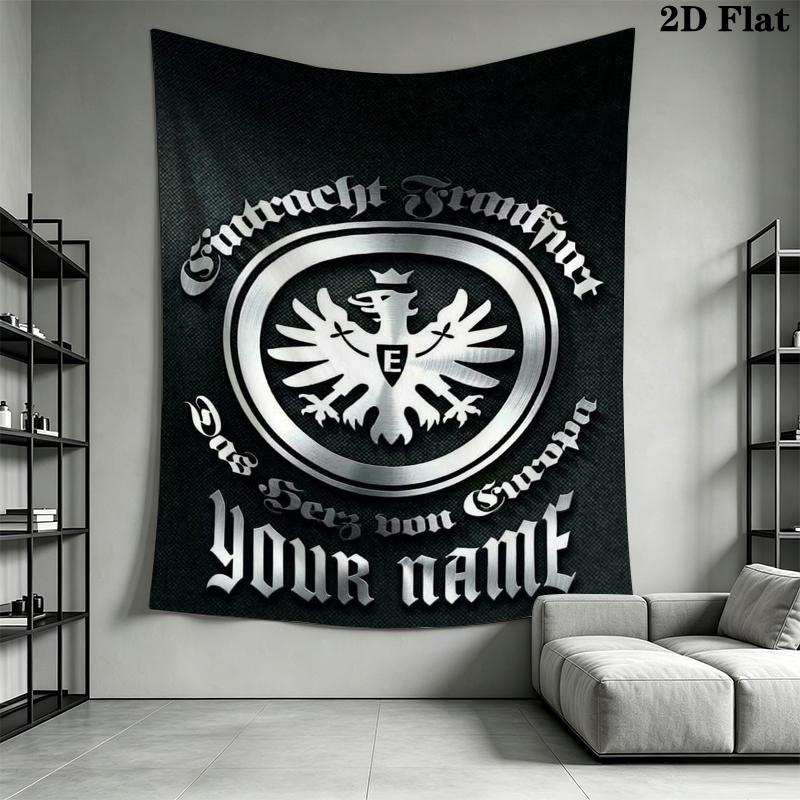 Tapisserie murale Eintracht Frankfurt avec nom personnalisé Accrochage mural esthétique Couverture en tissu imprimé Tapisseries décoratives pour chambre à coucher salon Décoration de maison