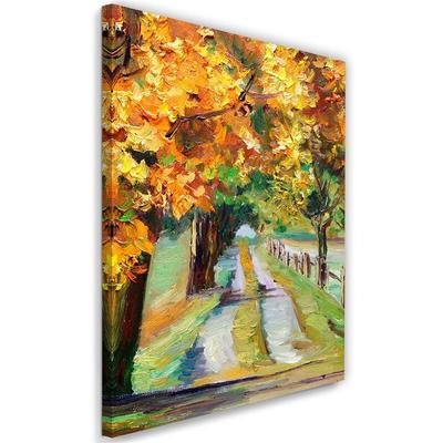 Canvas Print, Autumn Road As Hand-painted