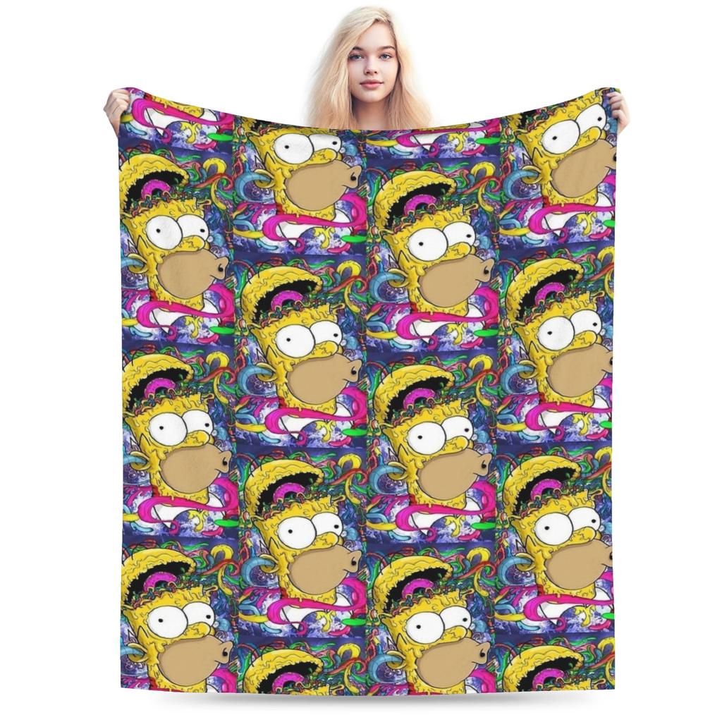 Bart S-Simpsons Character Blanket Girl Flannel Throw Blanket For Chair Sofa Bed Super Soft Design Quality Bedspread Gift