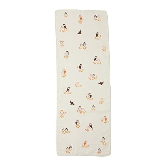 Fukukoi Double Gauze Hand Towel - Fukuro (Owl) Design, Approx. 32x89cm, Auspicious Owl Pattern, Soft Double Gauze, Made in Japan, 100% Cotton