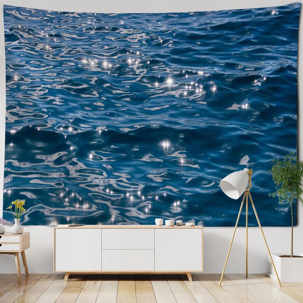 VIKAMA Sparkling Ocean Beach Tapestry Wall Hanging Waterproof Outdoor Picnic Mat Bedroom Living Room Wall Decor