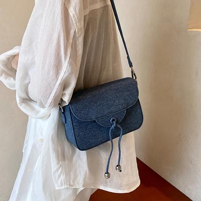 Blue Denim Small Square Bag Versatile Fashion Autumn Winter Single Shoulder Crossbody Bags Korean Women Retro Handbags