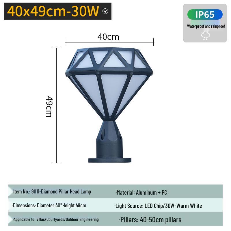 Super Bright LED Diamond Post Cap Light - Waterproof Outdoor Garden & Courtyard Lamp