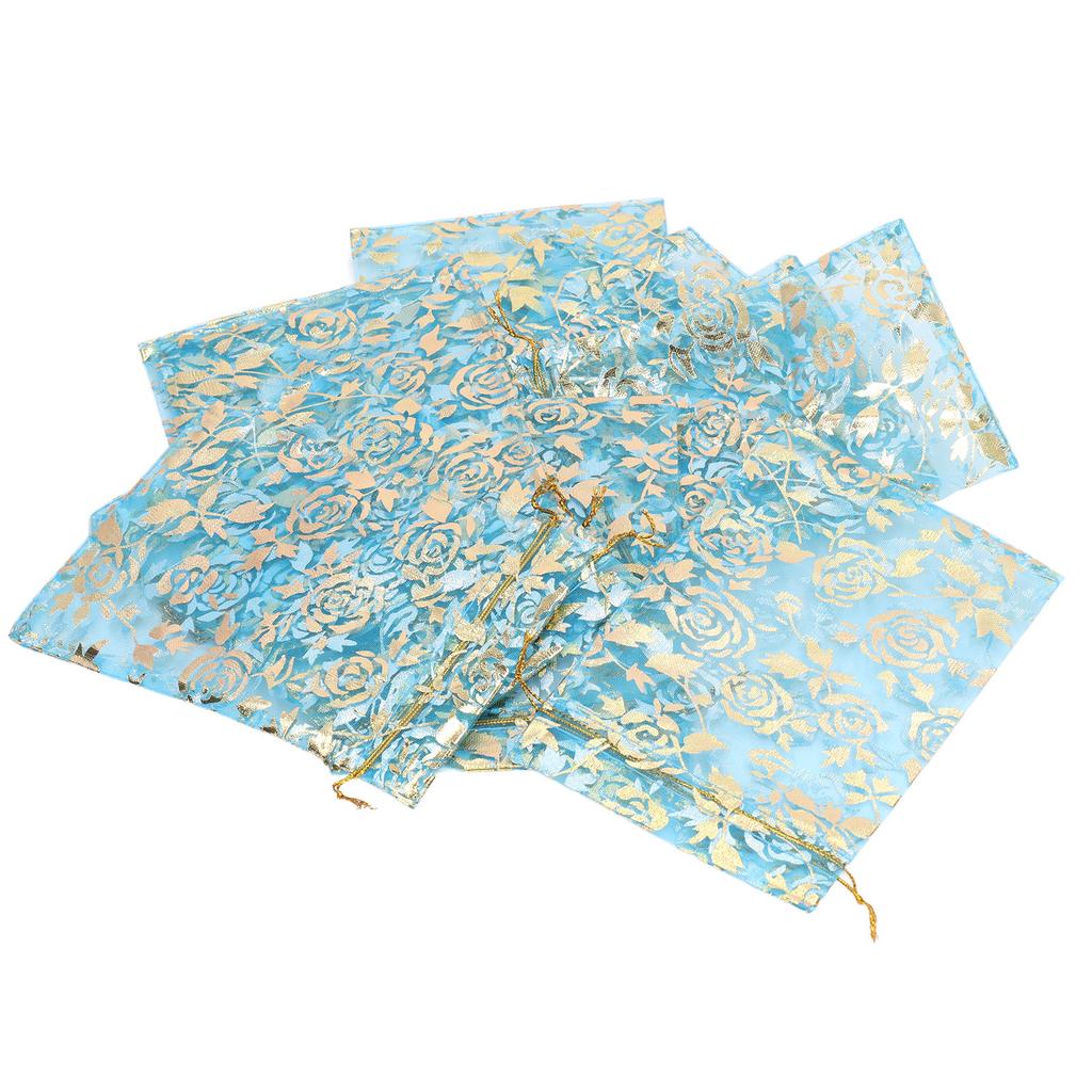 200 Pcs Organza Bag Drawstring Closure Print 6.3x4.3in Mesh Gifts Bags Organza Jewelry Mesh Pouch
