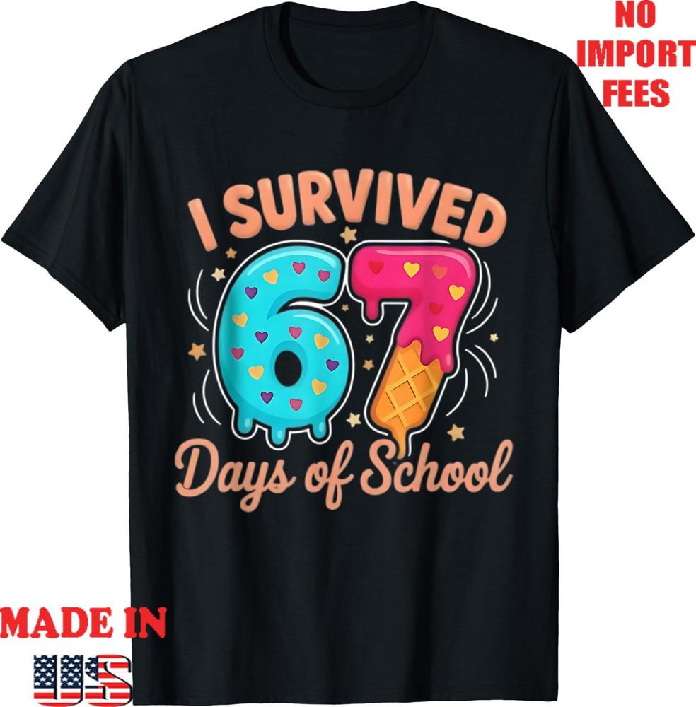 

I Survived 67 Days Of School Funny Seven Teacher T-Shirt, Unisex Kid Adult Tee 4XL