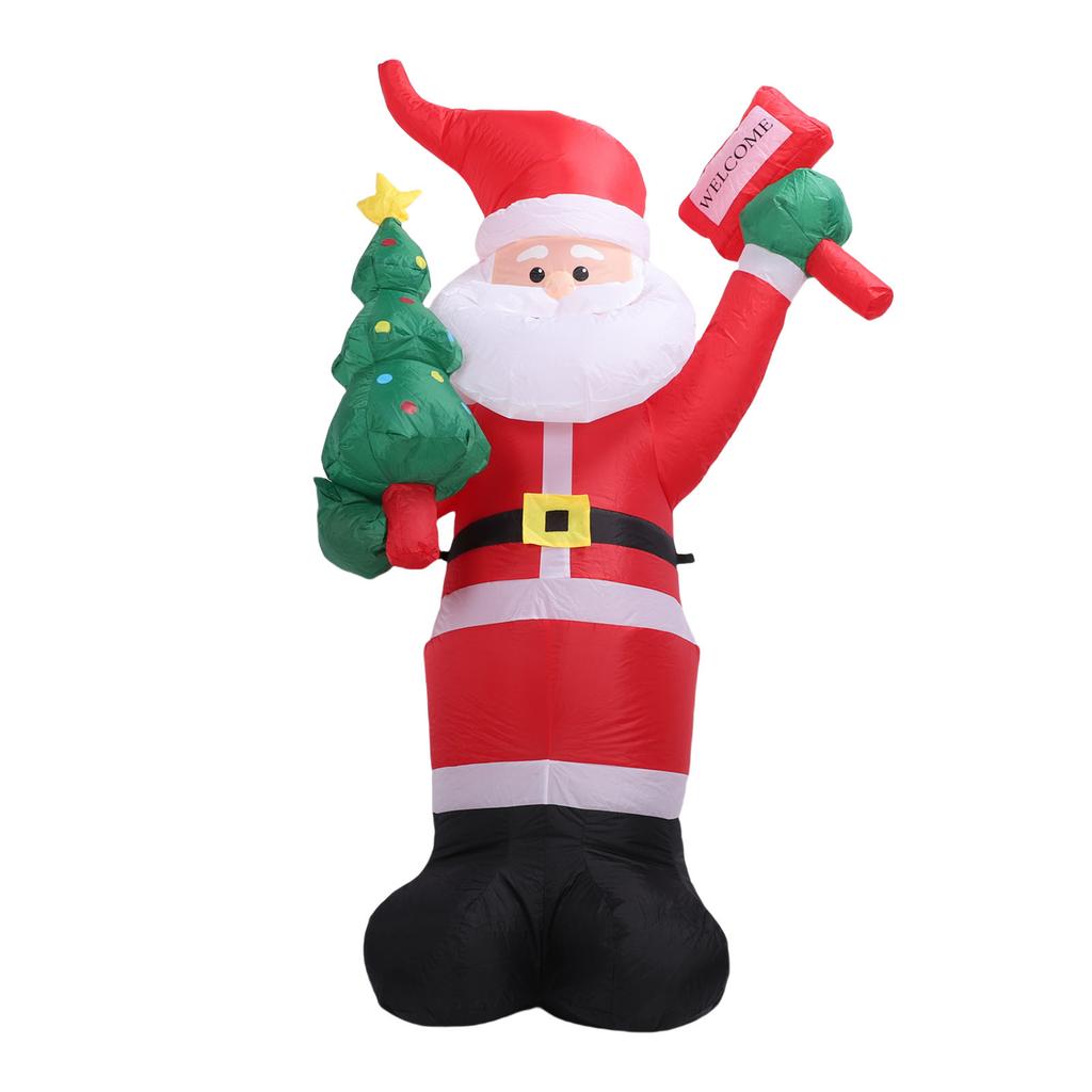 Inflatable Santa Decoration 1.8m Polyester Water Proof Blow Up Santa Xmas Decor for Front Yard Garden Patio EU Plug 220V