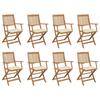 Outdoor Folding Chairs and Cushions Set of 8 Acacia Wood