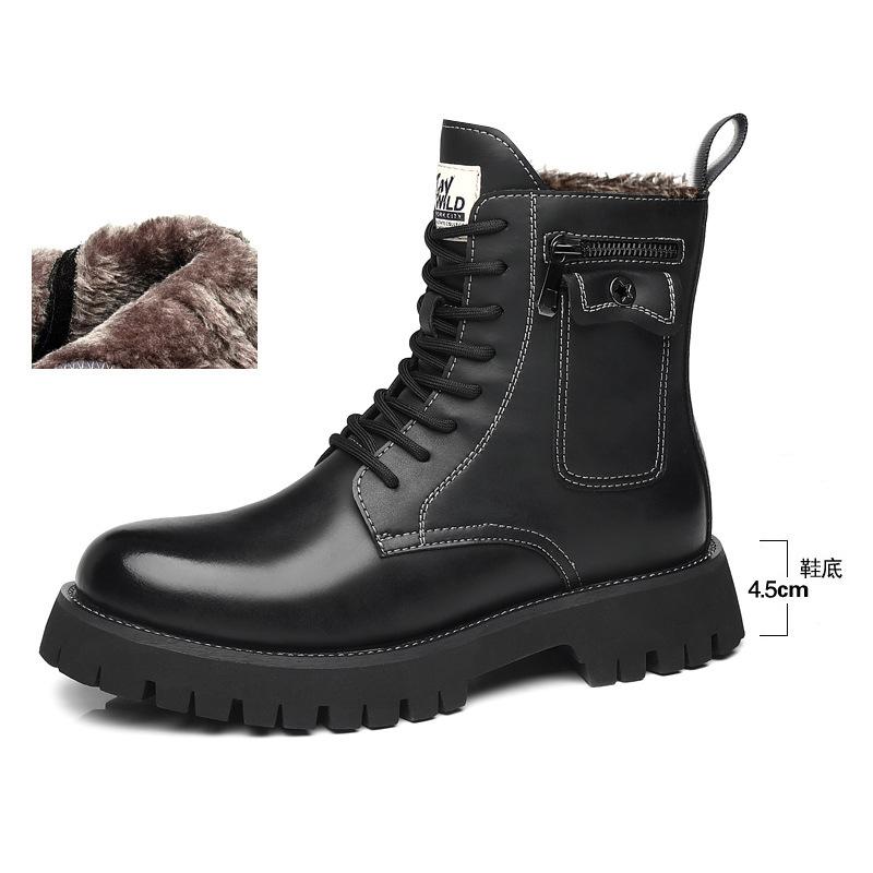 2025 Big Head High Top Martin Boots Men's Zipper Locomotive Leather Boots British Leather Platform Tooling Shoes Trendy Men's Shoes