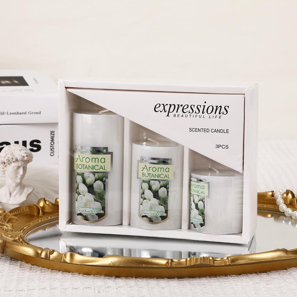 Classic Simple Colorful Cylindrical Scented Candle Home Non-romantic Wedding Long Pole Wax Set