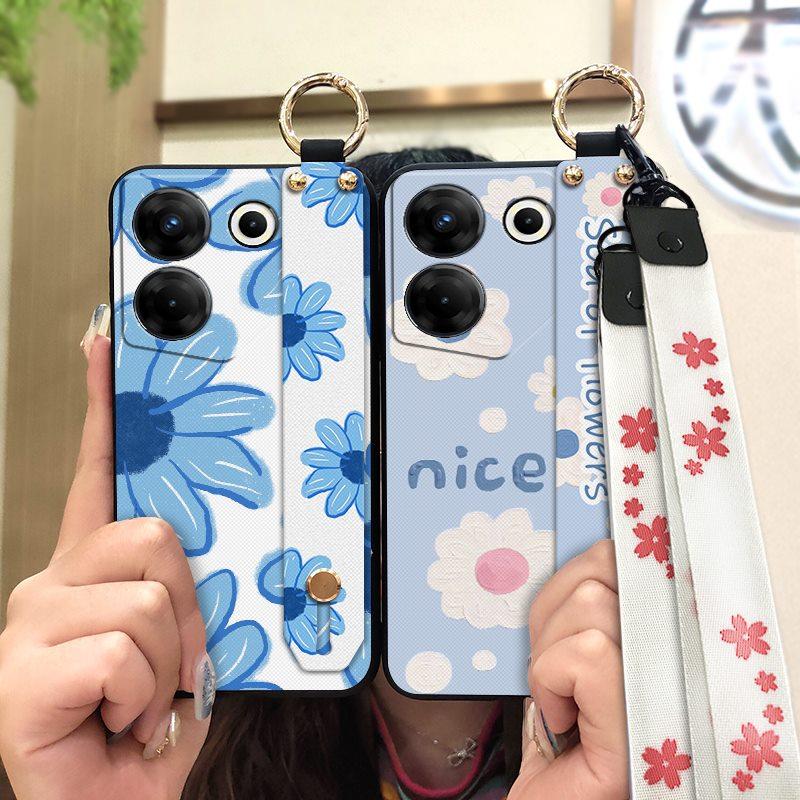Ring Kickstand Phone Case For Tecno Camon20 Pro 5G/CK8n Dirt-resistant Silicone Fashion Design Wristband Phone Holder