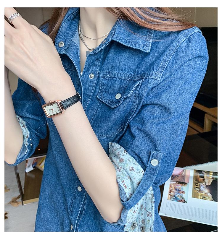 Women's Long Sleeve Korean Style Lightweight Denim Shirt Jacket - Mid-Length, Spring/Autumn