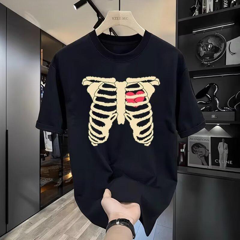 

Summer Street Fashion Pure Cotton Mens Tshirt for Outdoor Leisure Sports with Fun Gothic Hiphop Print Design Mens Clothing S