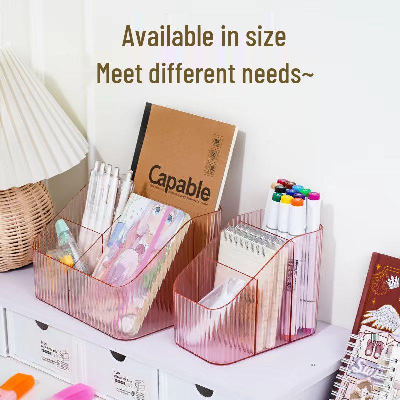 

Custom Clear Compartment Desktop Organizer for Cosmetics: Lipstick, Makeup Brushes, Skincare, Pen Holder, and Storage Rack 3 Compartments: 8.5*14.6*12 cm прозрачный розовый