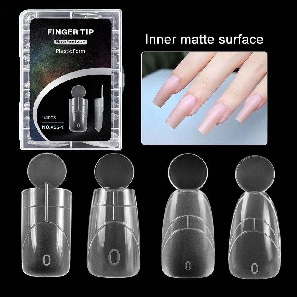140PCS Matte Surface French Nail Dual Forms Thin Acrylic Nail Tips  French Manicure Tool