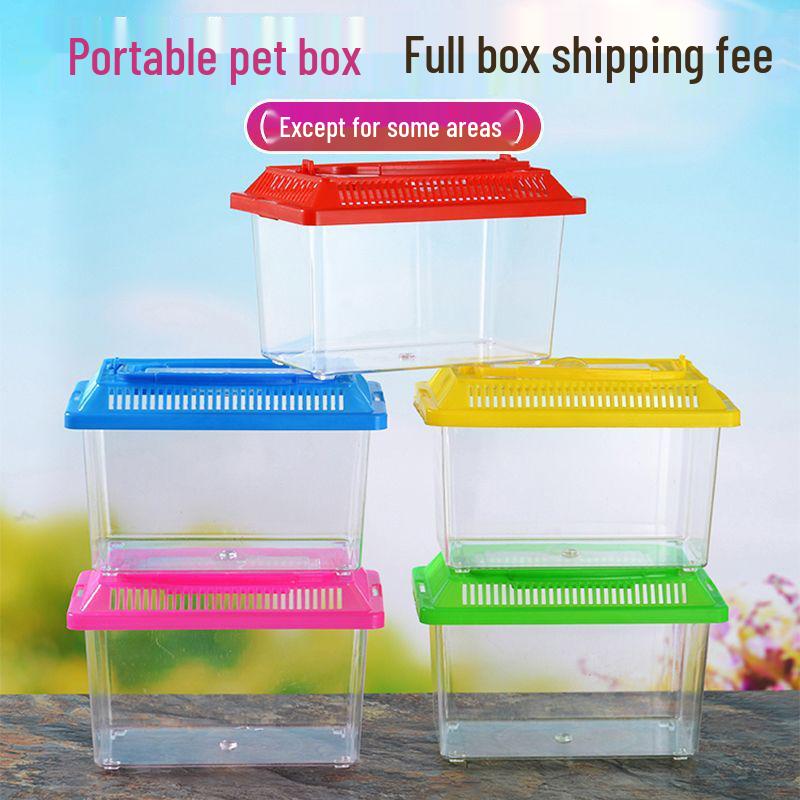 Children's Portable Transparent Pet Transport Box: Small to Large Fish/Turtle Tank