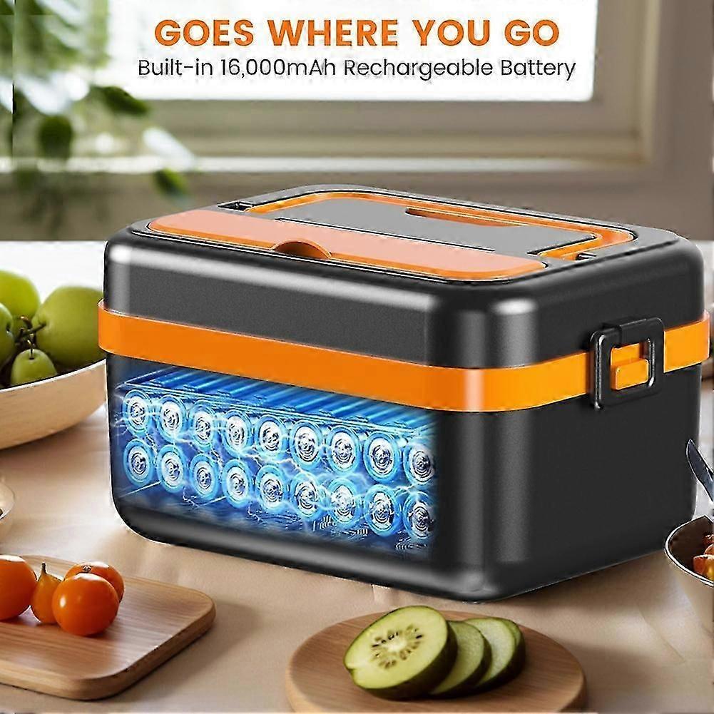 Cordless Electric Lunch Box,Rechargeable Self-Heating Food Warmer with 16000mAh Battery,for Work/Travel/Car/Office EU