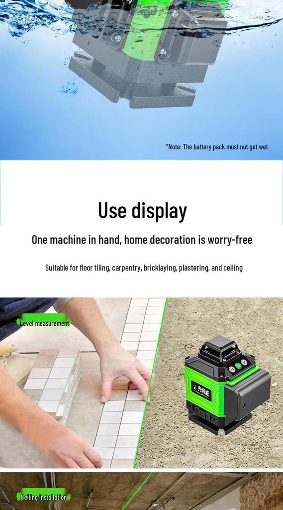 High-Precision 12-Line Green Laser Level with Auto-Leveling for Outdoor Use