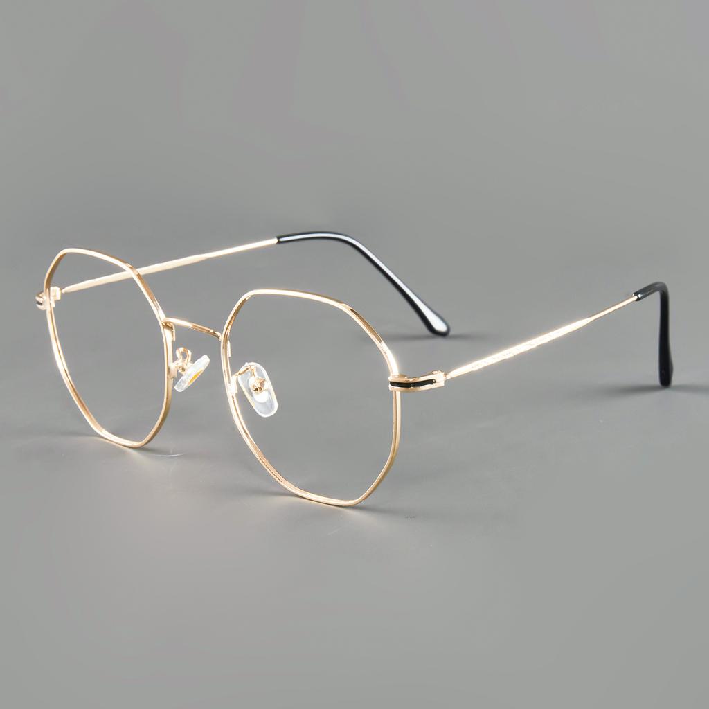 Retro Luxury Metal Polygonal Myopia Glasses for Women Men Advanced Large Frame Near Sight Eyeglasses Comfortable and Versatile