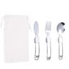3-teiliges zusammenklappbares, zusammenklappbares Besteck-Set, tragbares Geschirr-Set, Camping-Gabel, Löffel, Messer, Spork, Geschirr aus 304 Edelstahl