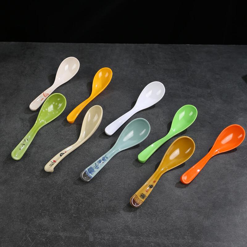 Colorful Melamine Soup & Noodle Spoons (10-Pack)