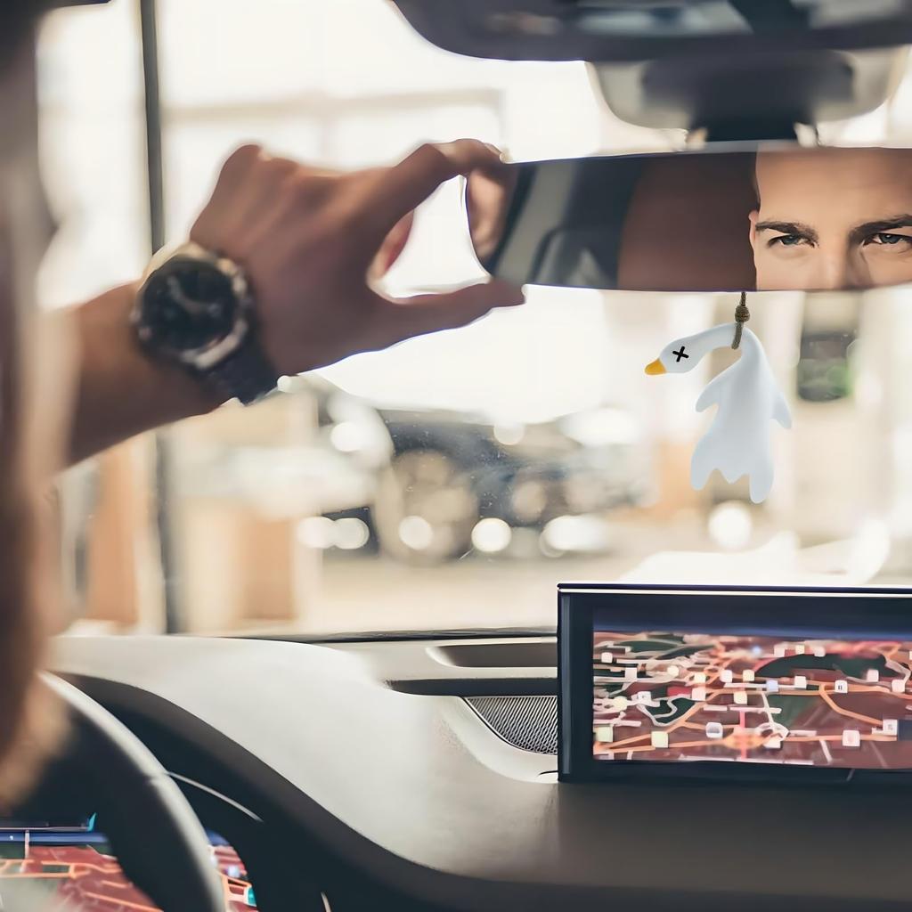 Zmieniający kolor wisiorek do samochodu w kształcie pieczonej kaczki z przypomnieniem o temperaturze UV, urocze kopiące kaczki lusterko wsteczne