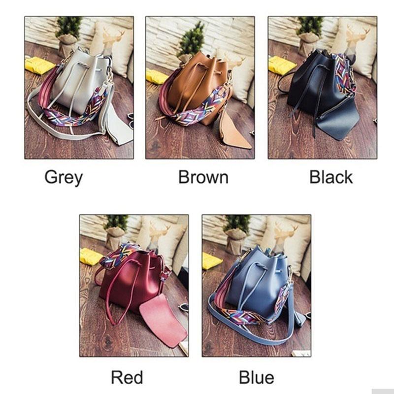 Elegant Fashion Women Colorful Wide Strap Bucket Shoulder Bags For Versatile Style