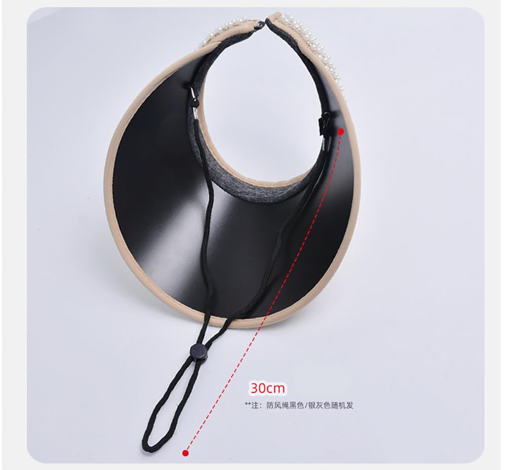 Sun visor for ladies sun UV UV wide 8433 [LeafIn] women, visor, hat, pearl, protection, protection, protection, brim, summer, cute, (A-White)
