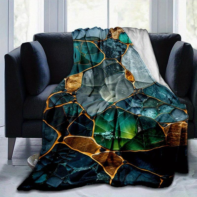 

1pc Marble Pattern Printing Lightweight Flannel Blanket, Comfortable and Warm Blanket, for Camping Sofa Bed and Couch Office, Gift 100x150cm