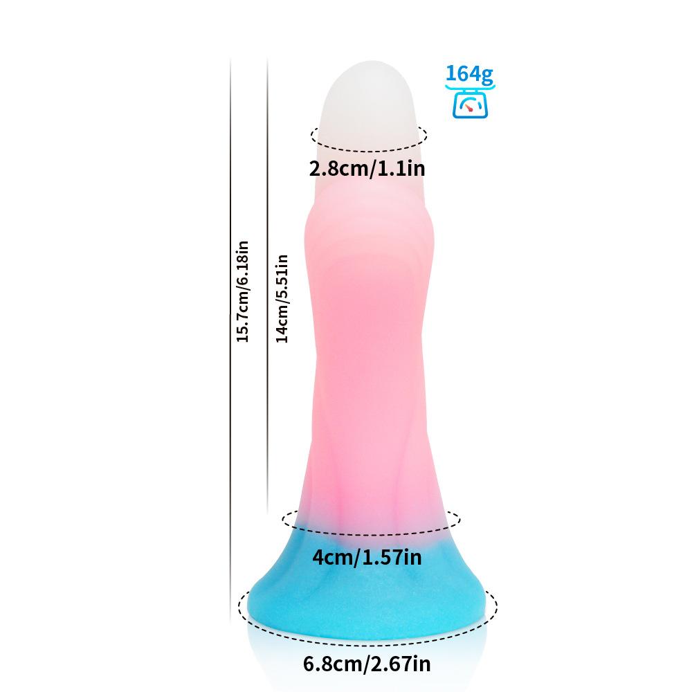 Mixed Color Glow in The Dark Dog Dildo Alien Simulation Penis Fake Penis Male and Female Flirting Masturbator Sex Toy
