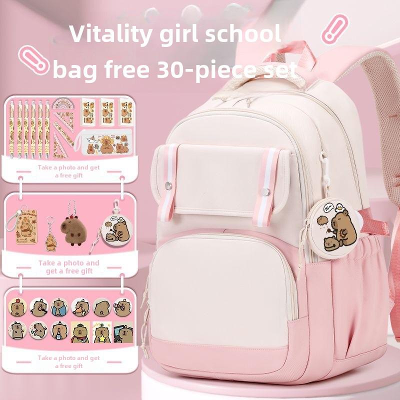 2024 Capybara Girls' Backpack: Stylish, Spacious & Perfect for Grades 1-6