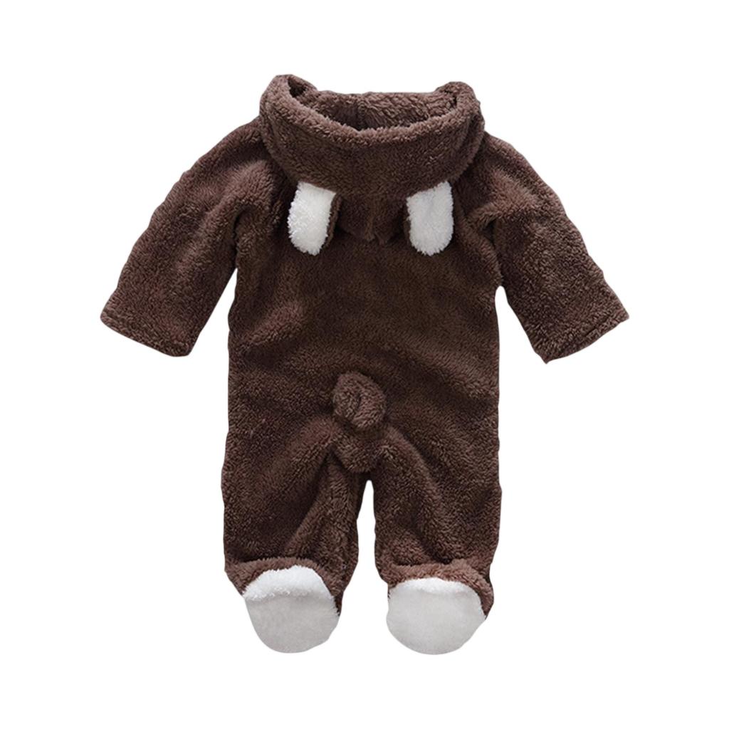 Kids' Coral Fleece Romper - Color Hooded Onesie