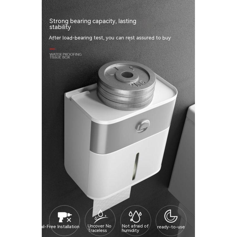 Toilet Tissue Box Toilet Paper Rack Toilet Wall-Mounted Creative Punch-Free Waterproof Toilet Paper Tissue Roll Box