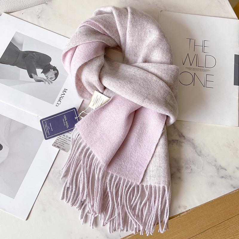 100 pure wool scarves for men's autumn and winter gray double-sided high-end gift boyfriend men's cashmere shawl