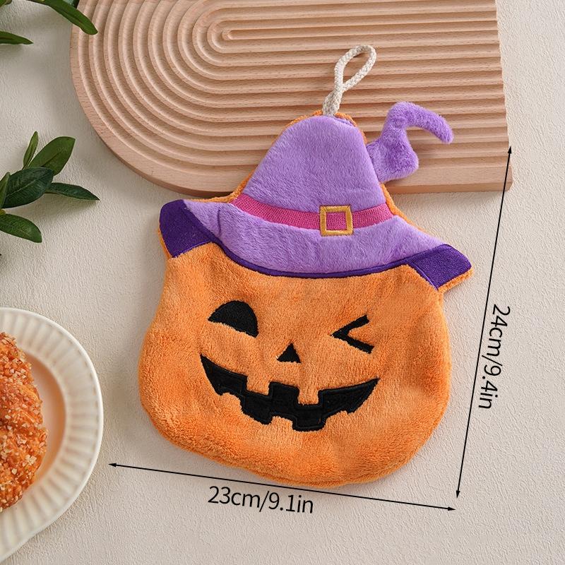 Halloween Decor Itemation Hand Towel Thicken Coral Fleece Towel Hanging Handkerchief For Kitchen Bathroom Accessories