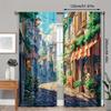 Bohemian Floral Mediterranean Street View Curtains Drapes Waterproof Window Treatment Tapestry Art Polyester Material