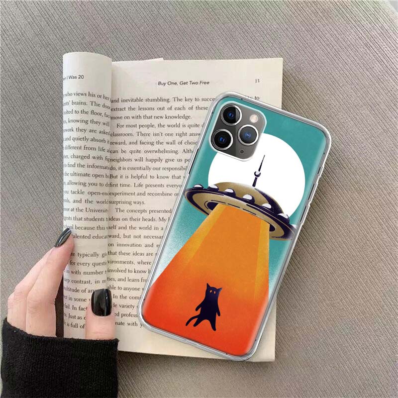 UFO Alien Cat universe Phone For Apple Iphone 12 13 Mini 15 Pro Max 11 Pro 14 Plus 16 Pro Max 16E Case Shell Cover Clear TPU Pr