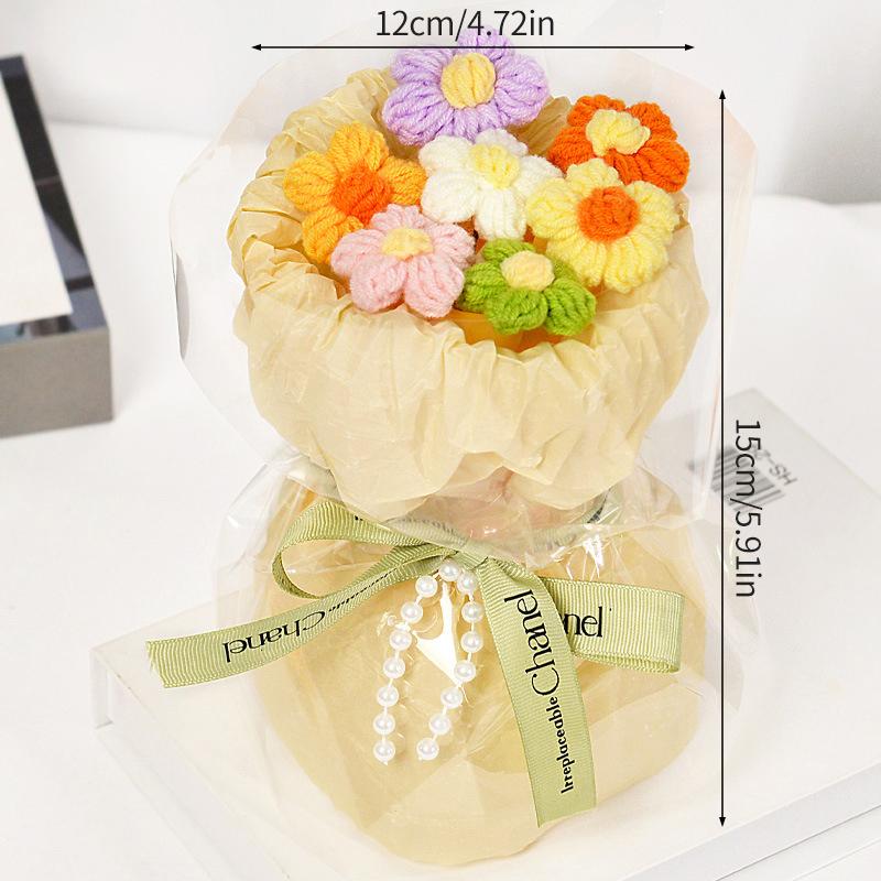 Artificial Flower Crochet Bouquet Eternal Flowers Valentine's Day Graduation Bouquet Wedding Guest Gift New Year Bouquet Flowers