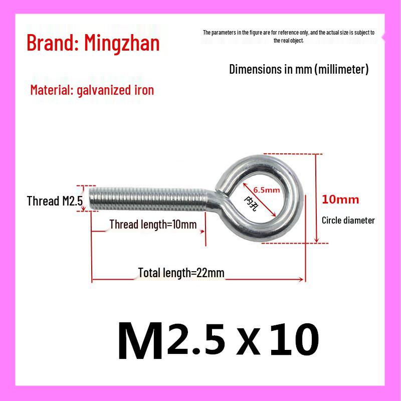 Closed Hook Eye Bolt Screw Ring Hanger - M2.5 to M8 Machine Thread