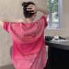 Women's Tie Dyed T-shirt Summer Fashion Short Sleeved Round Neck oversized y2k Tops pure cotton letters Clothing Women T-shirts