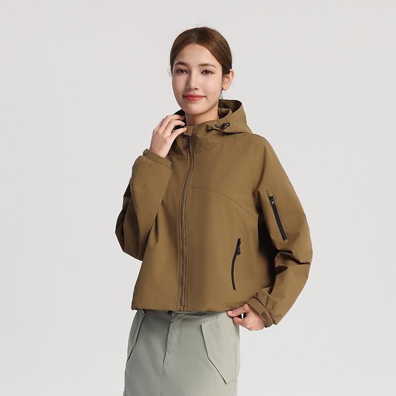 25 spring and summer new women's short trench coat windproof and waterproof jacket outdoor sports and leisure mountaineering suit