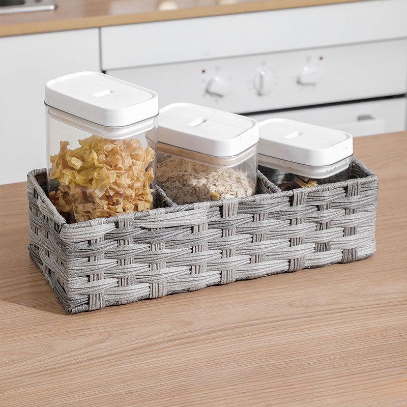 1шт Раздельное хранение Пластиковая плетеная корзина для хранения для организации Декор ванной комнаты в деревенском доме Хранение на столешнице Хранение на кухне серый 1419₽