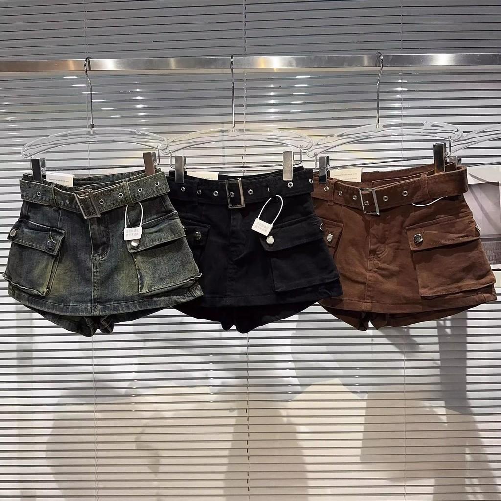 Pantaloncini di Jeans Stile Vintage con Stampe Ricamate per Donne Casual
