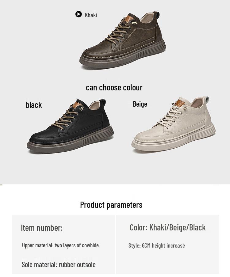 Men's Retro High-Top Sneakers | Thick-Soled, Casual, Invisible 6cm Height Boost, Autumn Trend