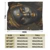 African Woman African Art Black And Gold Knitted Blankets Flannel Throw Blankets Bed Sofa Personalised Soft Warm Bedspreads,