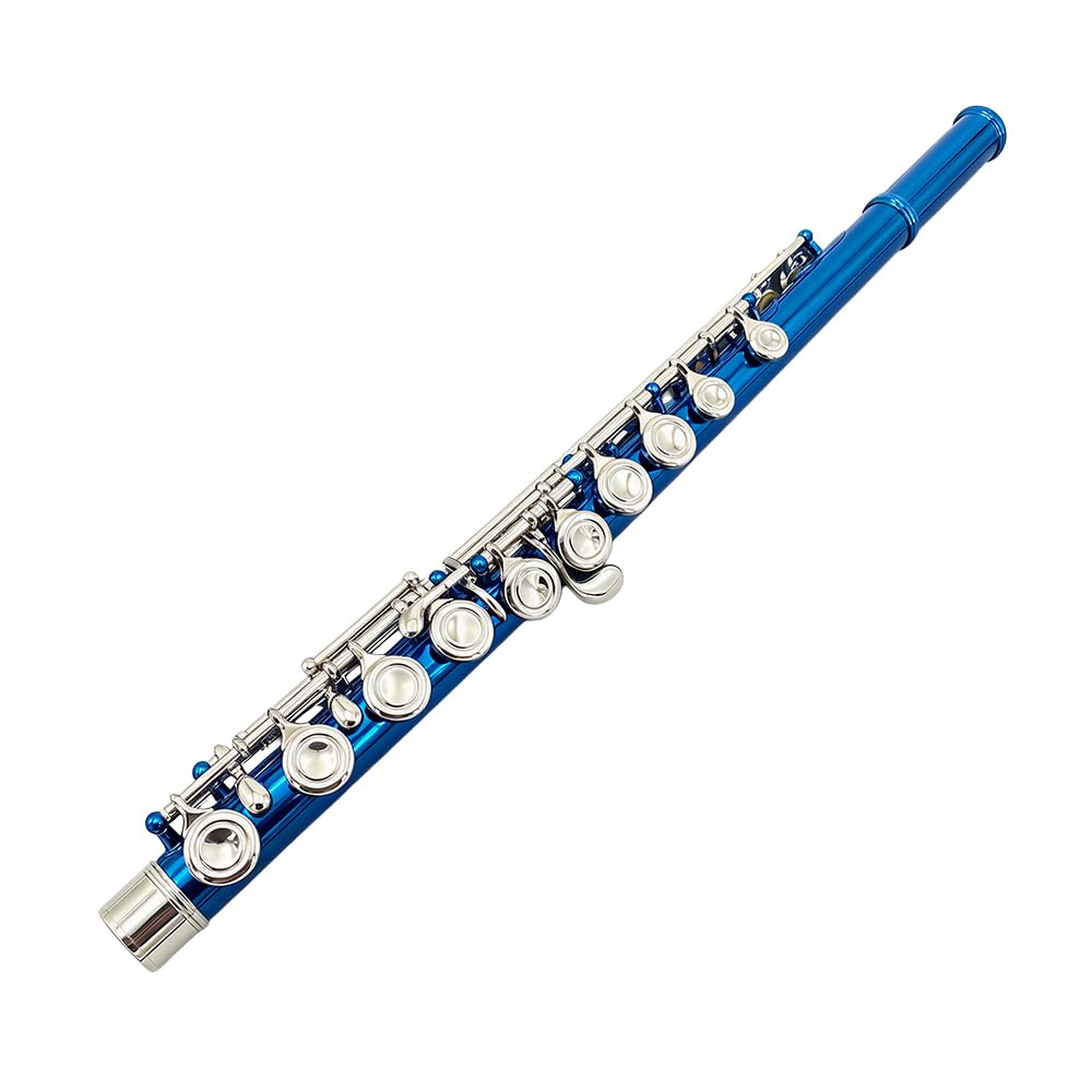 WUQIMUSC 16-Key Closed-Hole C Flute Instrument - BeginnerStudent Flute, Easy-to-Play and Durable Design, Includes Carrying Case, Cleaning Kit, and