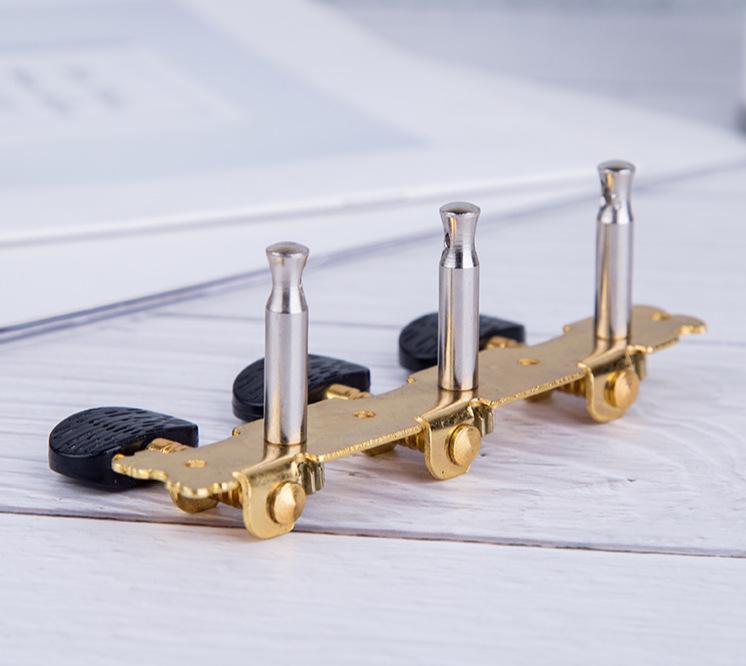 Schwarzer Holz Folk Gitarrenknopf: Dreireihiger offener Metallsaitenkopf