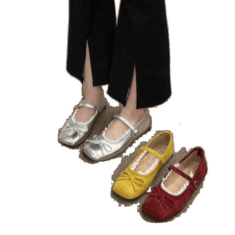 French Ballet Style Shallow Mouth Large Size Wasteland Style Dopamine Thin Bottom Ballet Style Shoes 2025 Popular Wide Feet