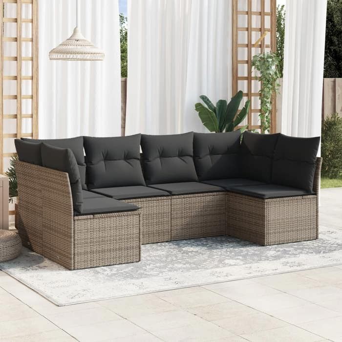 VidaXL Garden Lounge Set with Cushions 6 Pcs, Sofas with Adjustable Feet, Outdoor Furniture Set Patio Terrace, 3249229