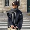 European and American Women's 2023 Autumn/Winter Woolen Coat with Scarf Tassels - Thickened and Loose Fit