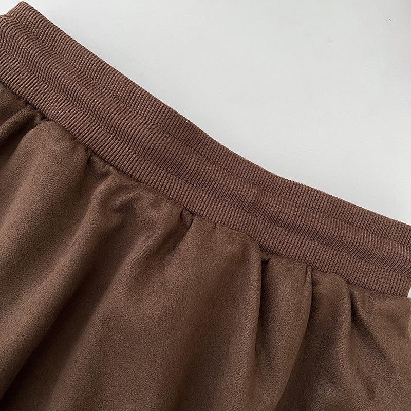 Retro High Waist A-Line Drawstring Skirt with Anti-Exposure Design for Women - Autumn/Winter